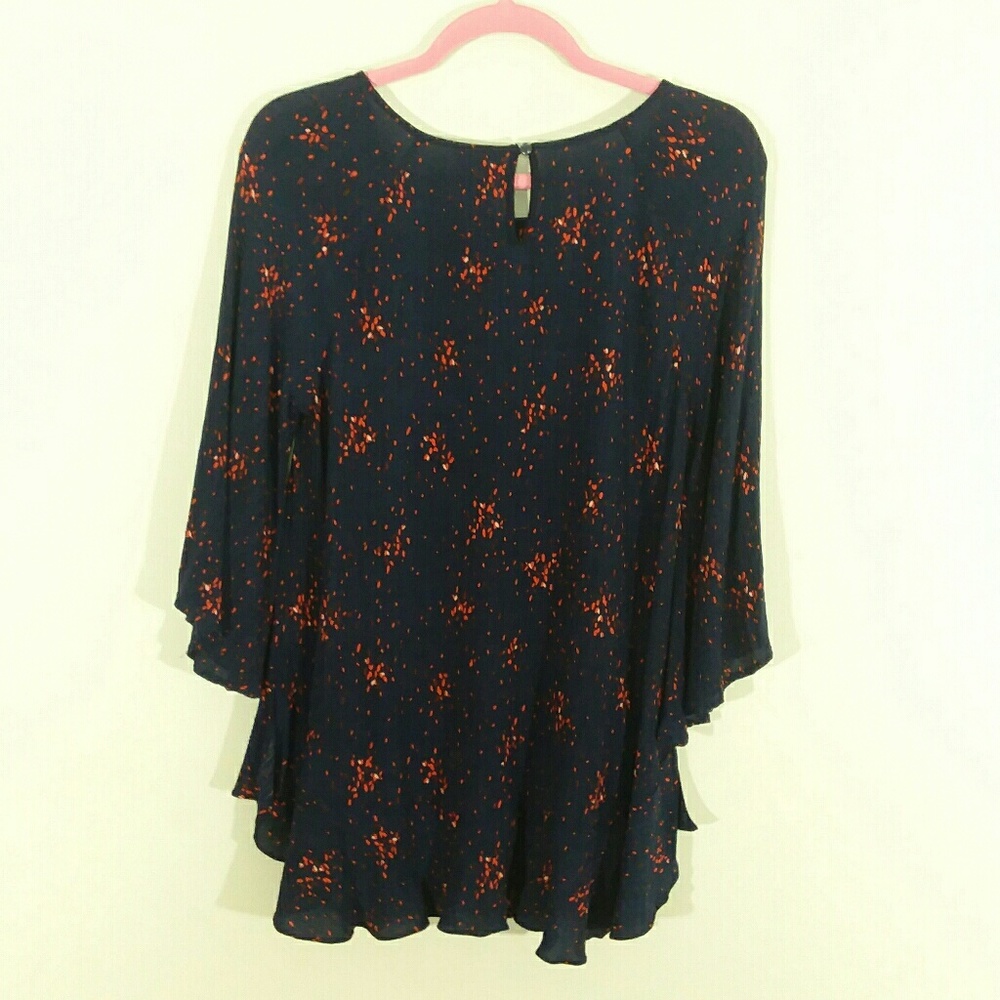 a.n.a Blue and red peplum blouse